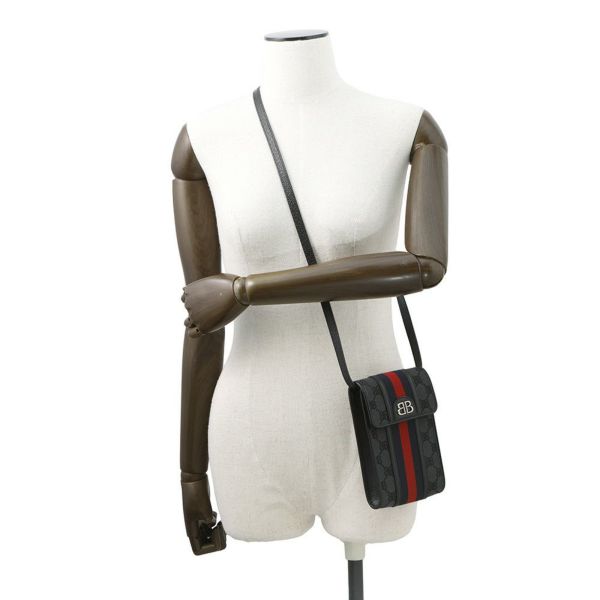 バレンシアガ ショルダーバッグ グッチコラボ ザ・ハッカープロジェクト フォンポーチ 680130 BALENCIAGA GUCCI 黒