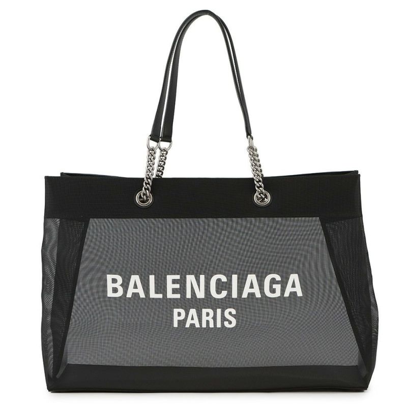 バレンシアガ トートバッグ デューティ ロゴ メッシュ 741605 BALENCIAGA 黒