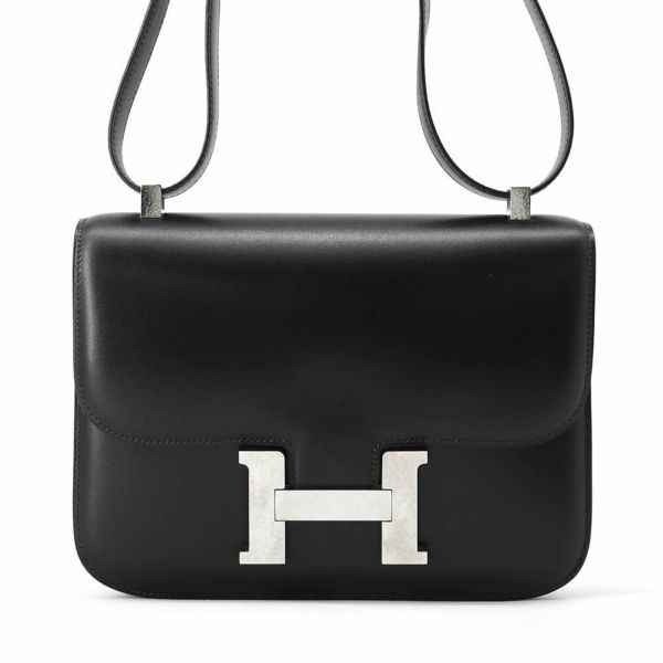 エルメス コンスタンス24 ブラック/シルバー金具 ボックスカーフ □E刻印 HERMES 黒 安心保証 |  中古・新品ブランド販売ギャラリーレア公式通販