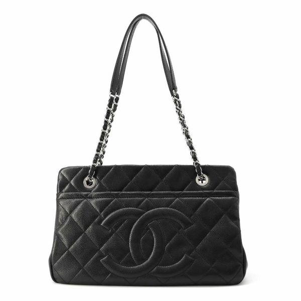 シャネル トートバッグ ダブルチェーン マトラッセ ココマーク キャビアスキン A67294 CHANEL ショルダーバッグ 黒