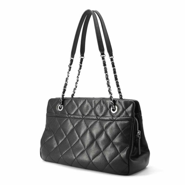 シャネル トートバッグ ダブルチェーン マトラッセ ココマーク キャビアスキン A67294 CHANEL ショルダーバッグ 黒