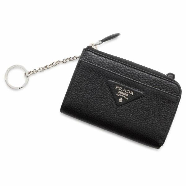 プラダ コインケース レザー トライアングル ロゴ 1PP122 PRADA キーケース 黒