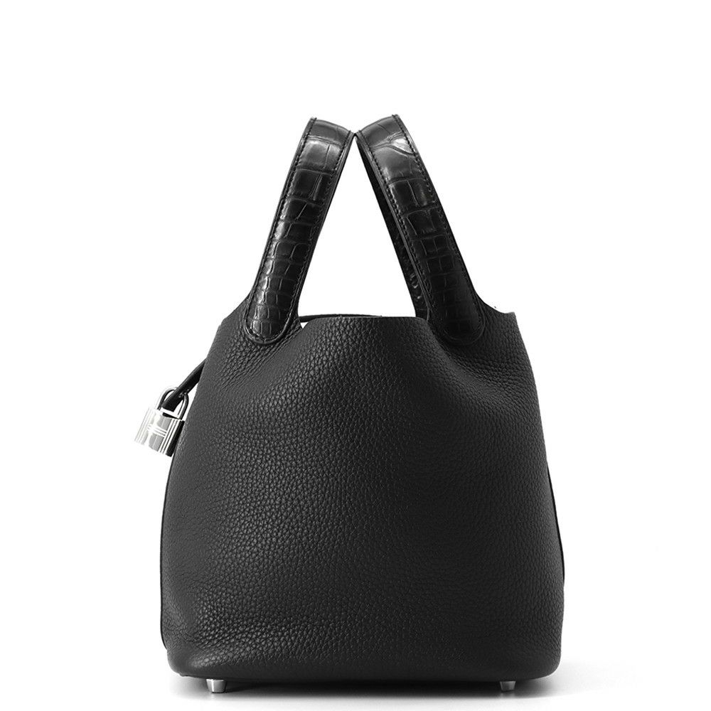 エルメス ハンドバッグ ピコタンロックPM タッチ ブラック/シルバー金具 トリヨンクレマンス/アリゲーターマット Y刻印 黒