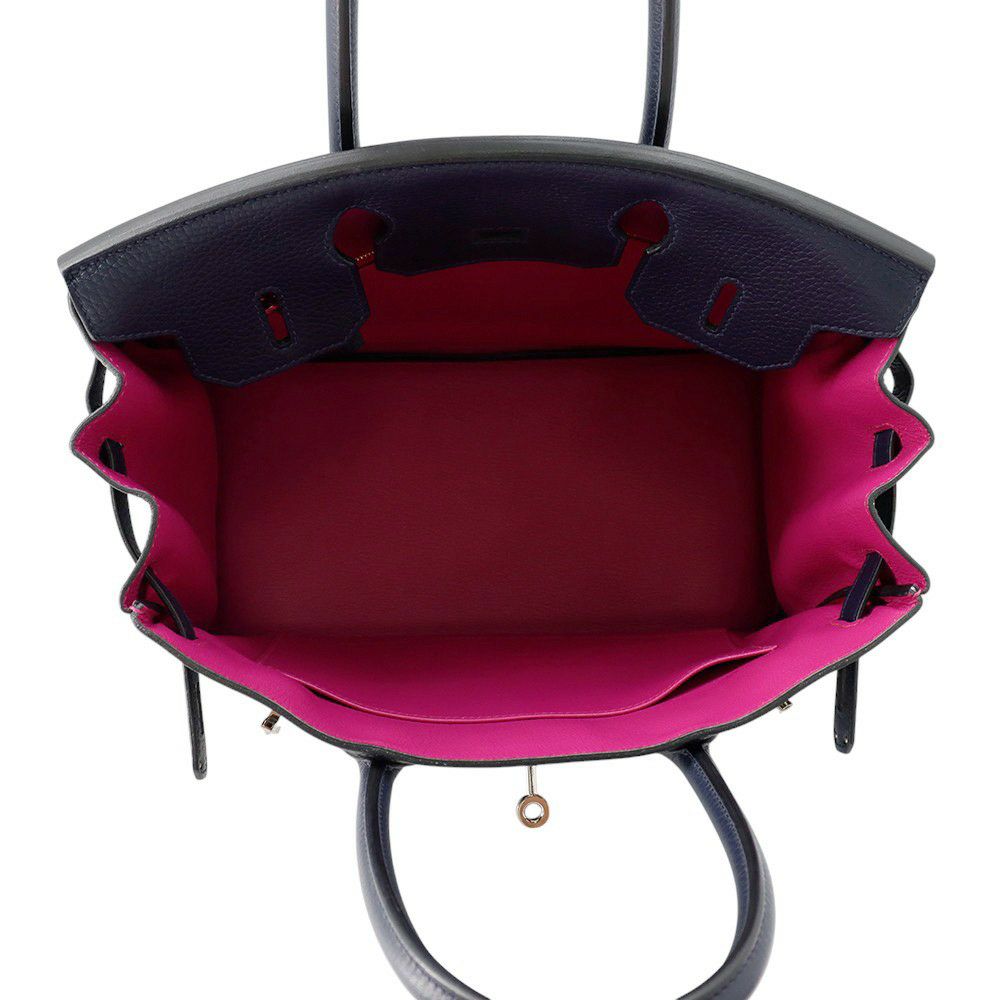 エルメス バーキン30 ヴェルソ ブルーニュイ/ローズパープル/シルバー金具 トリヨンクレマンス C刻印 HERMES Birkin ハンドバッグ