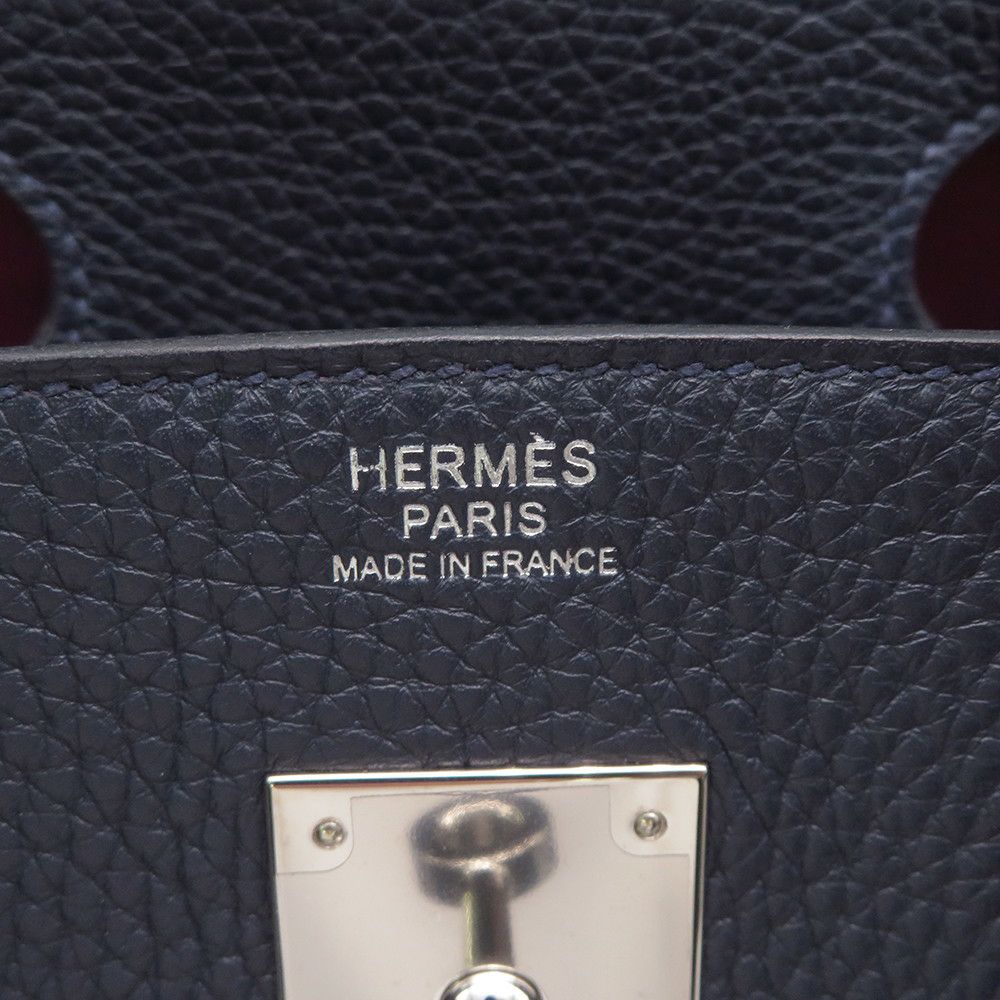 エルメス バーキン30 ヴェルソ ブルーニュイ/ローズパープル/シルバー金具 トリヨンクレマンス C刻印 HERMES Birkin ハンドバッグ