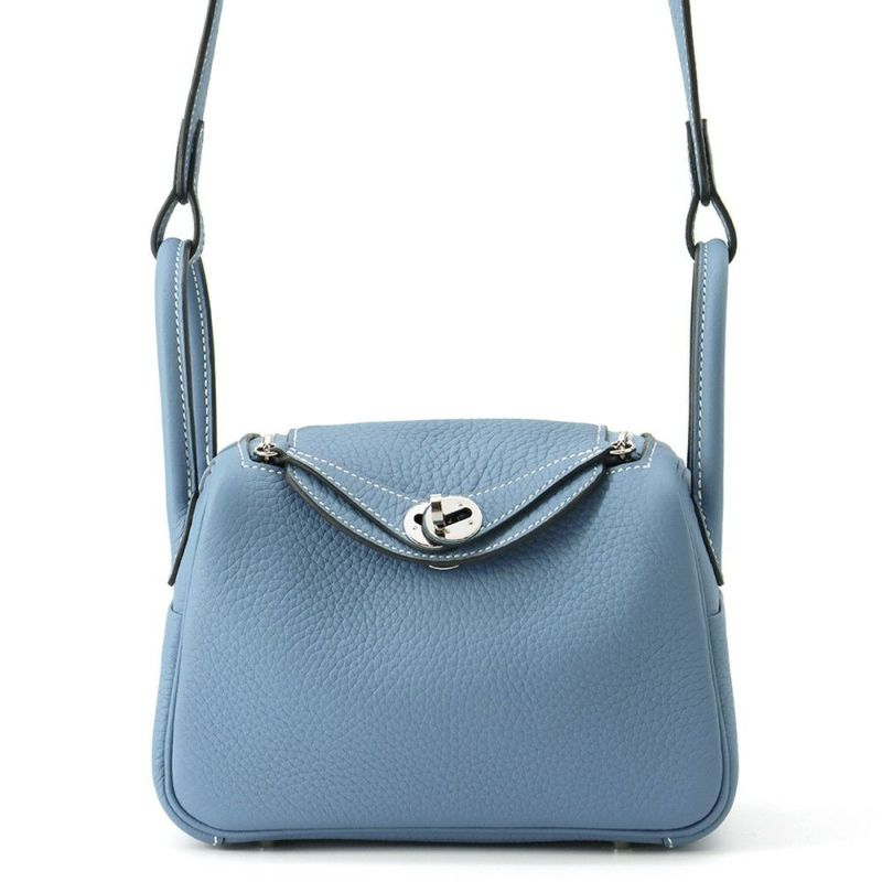 エルメス ハンドバッグ リンディ ミニ ニューブルージーン/シルバー金具 トリヨンクレマンス B刻印 HERMES バッグ 2wayショルダーバッグ