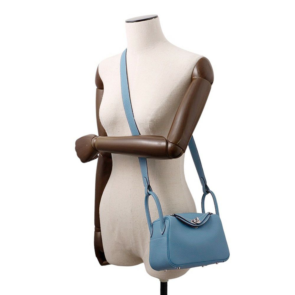 エルメス ハンドバッグ リンディ ミニ ニューブルージーン/シルバー金具 トリヨンクレマンス B刻印 HERMES バッグ 2wayショルダーバッグ