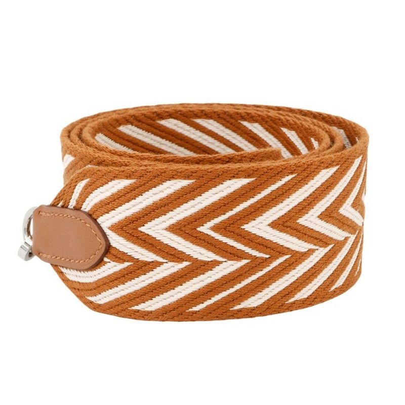 エルメス ショルダーストラップ バンドリエール サングル ジグザグ エクリュ/ゴールド/シルバー金具 キャンバス/スイフト B刻印