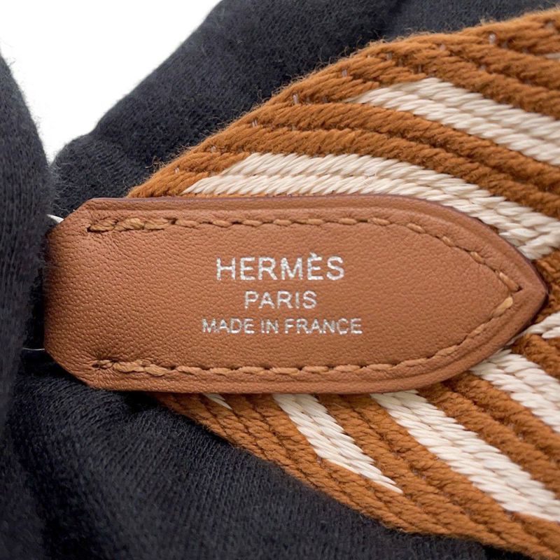 エルメス ショルダーストラップ バンドリエール サングル ジグザグ エクリュ/ゴールド/シルバー金具 キャンバス/スイフト B刻印