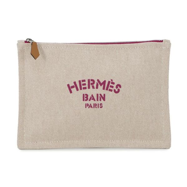 エルメス ポーチ ニュー・ヨッティングPM パープル/シルバー金具 キャンバス HERMES フラットポーチ