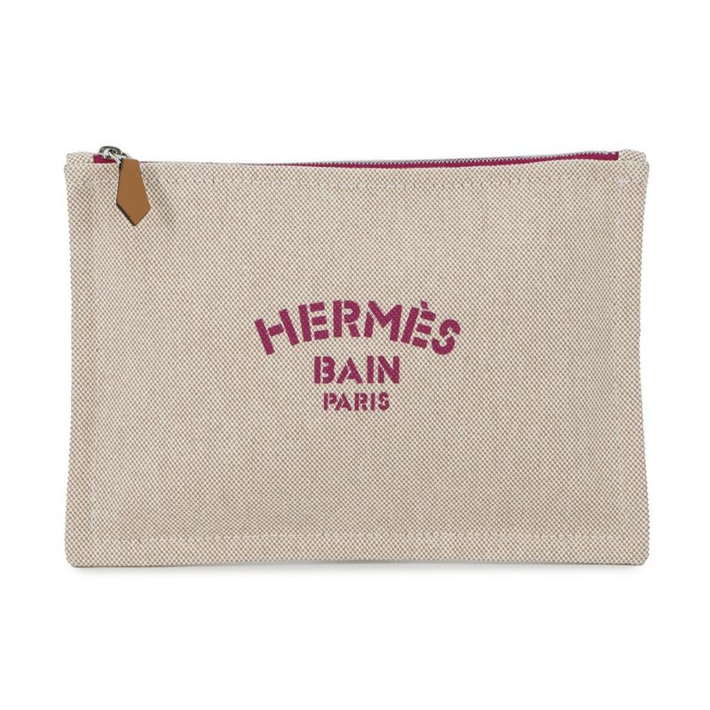 エルメス ポーチ ニュー・ヨッティングPM パープル/シルバー金具 キャンバス HERMES フラットポーチ