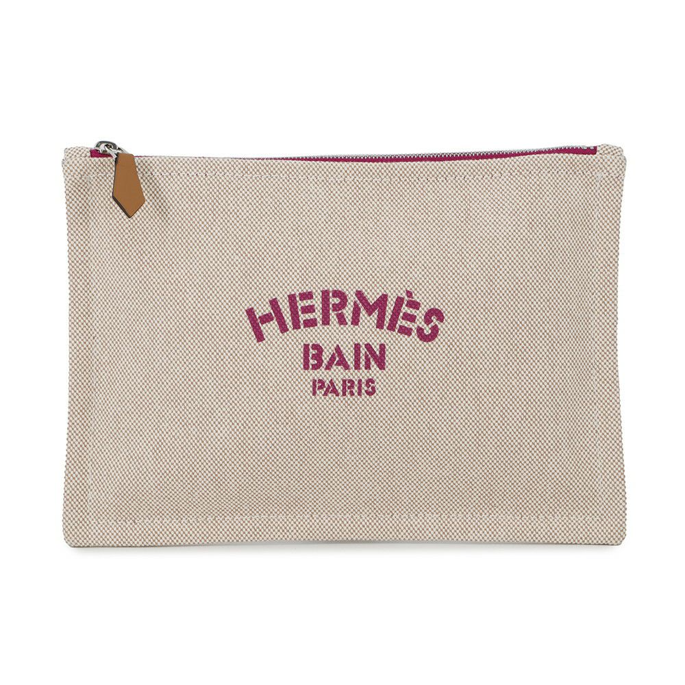 エルメス ポーチ ニュー・ヨッティングPM パープル/シルバー金具 キャンバス HERMES フラットポーチ