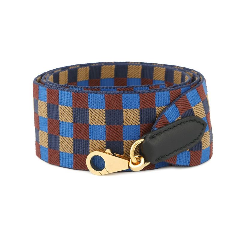 エルメス ストラップ バンドリエール サングル マキシカドリーユ ブラック/ブルービリヤード/ビスキュイ/ルージュアッシュ/ゴールド  U刻印