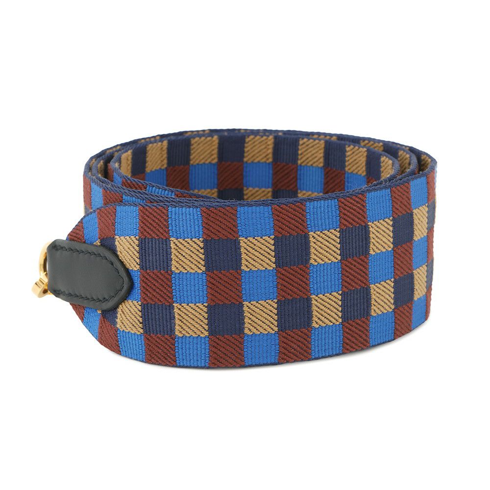 エルメス ストラップ バンドリエール サングル マキシカドリーユ ブラック/ブルービリヤード/ビスキュイ/ルージュアッシュ/ゴールド  U刻印