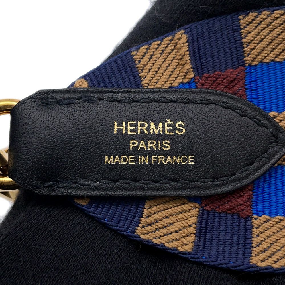 エルメス ストラップ バンドリエール サングル マキシカドリーユ ブラック/ブルービリヤード/ビスキュイ/ルージュアッシュ/ゴールド  U刻印