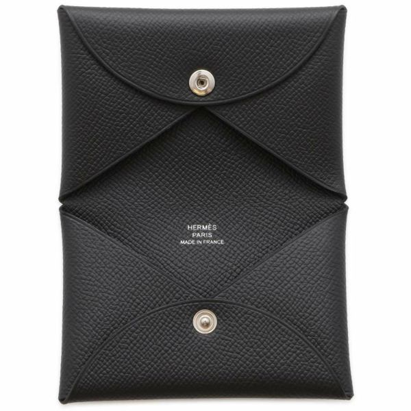 エルメス カードケース カルヴィ ブラック エプソン B刻印 HERMES 名刺入れ 定期入れ 黒