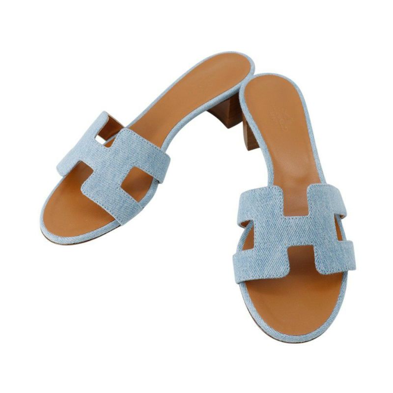 エルメス サンダル オアジス Oasis レディースサイズ37 1/2 HERMES 靴 デニム