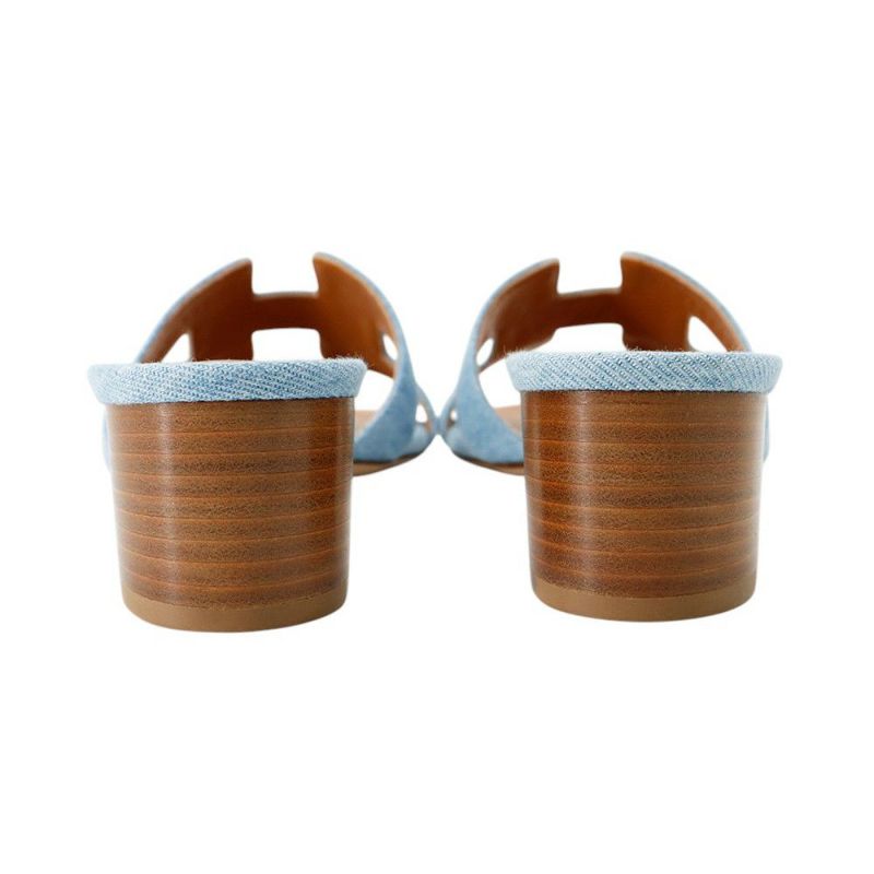 エルメス サンダル オアジス Oasis レディースサイズ37 1/2 HERMES 靴 デニム