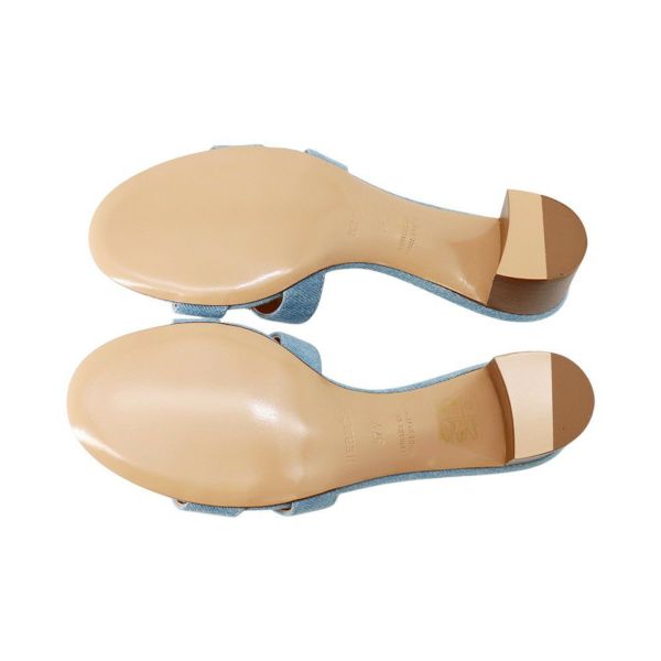 エルメス サンダル オアジス Oasis レディースサイズ37 1/2 HERMES 靴 デニム