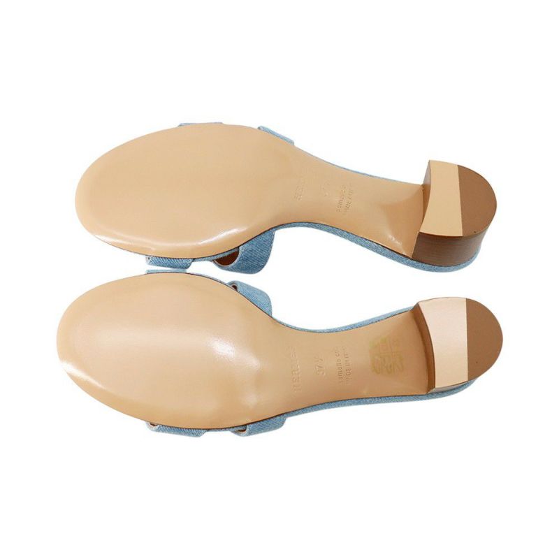 エルメス サンダル オアジス Oasis レディースサイズ37 1/2 HERMES 靴 デニム