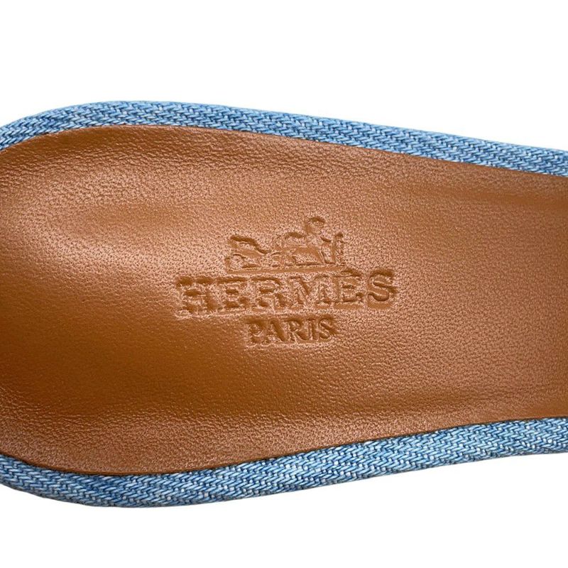 エルメス サンダル オアジス Oasis レディースサイズ37 1/2 HERMES 靴 デニム