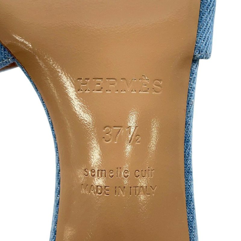 エルメス サンダル オアジス Oasis レディースサイズ37 1/2 HERMES 靴 デニム