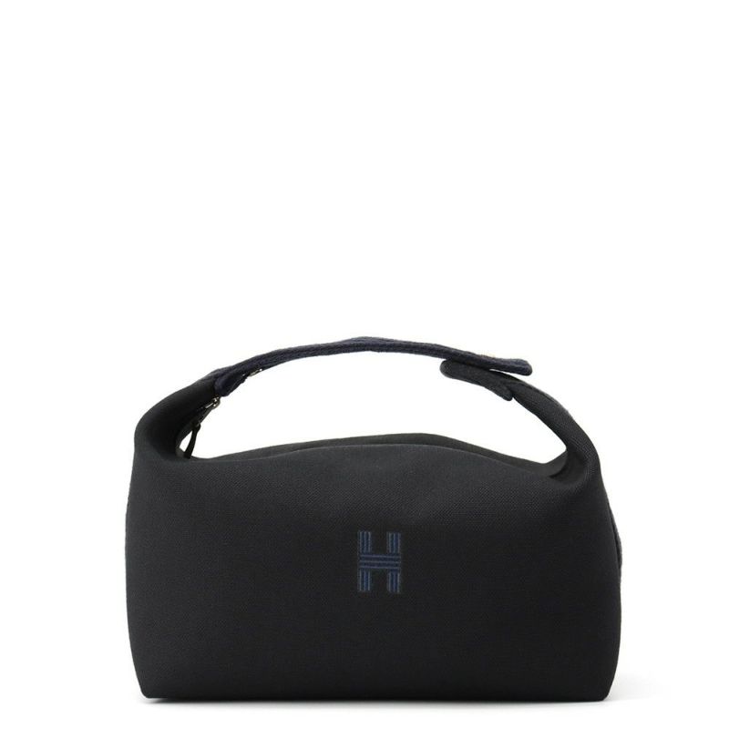 エルメス ポーチ ブリッド・ア・ブラックGM ジグザグ ブラック/ネイビー/シルバー金具 キャンバス HERMES バッグ 小物入れ 黒