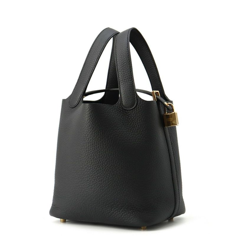 エルメス ハンドバッグ ピコタンロックPM ブラック/ゴールド金具 トリヨンクレマンス K刻印 HERMES トートバッグ 黒