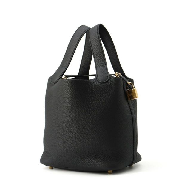 エルメス ハンドバッグ ピコタンロックPM ブラック/ゴールド金具 トリヨンクレマンス K刻印 HERMES トートバッグ 黒