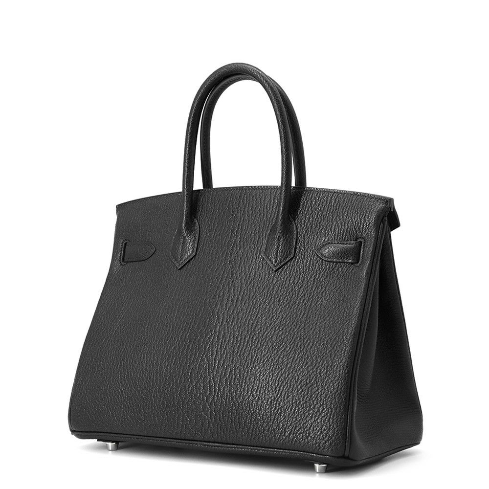 エルメス バーキン30 ブラック/シルバー金具 シェブルミゾル U刻印 HERMES Birkin ハンドバッグ 黒