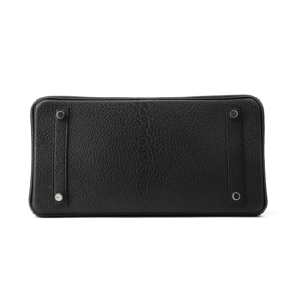 エルメス バーキン30 ブラック/シルバー金具 シェブルミゾル U刻印 HERMES Birkin ハンドバッグ 黒