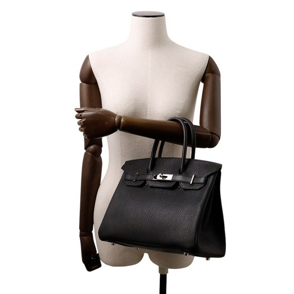 エルメス バーキン30 ブラック/シルバー金具 シェブルミゾル U刻印 HERMES Birkin ハンドバッグ 黒
