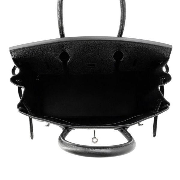 エルメス バーキン30 ブラック/シルバー金具 シェブルミゾル U刻印 HERMES Birkin ハンドバッグ 黒