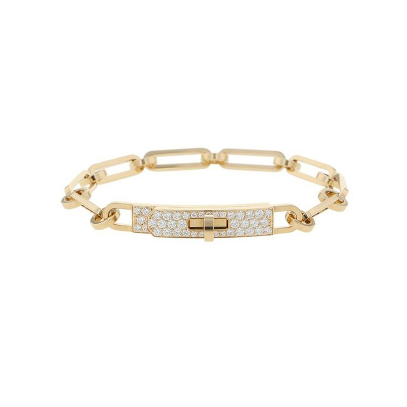 エルメス ブレスレット ケリー チェーン ブレスレット ダイヤモンド 41P 計0.62ct K18YGイエローゴールド サイズSH Kelly Chain Bracelet