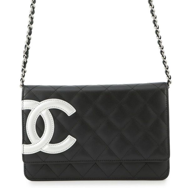 シャネル チェーンウォレット カンボンライン ココマーク A46646 CHANEL 財布 黒