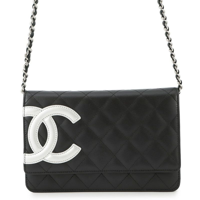 シャネル チェーンウォレット カンボンライン ココマーク A46646 CHANEL 財布 黒