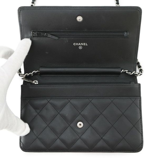 シャネル チェーンウォレット カンボンライン ココマーク A46646 CHANEL 財布 黒