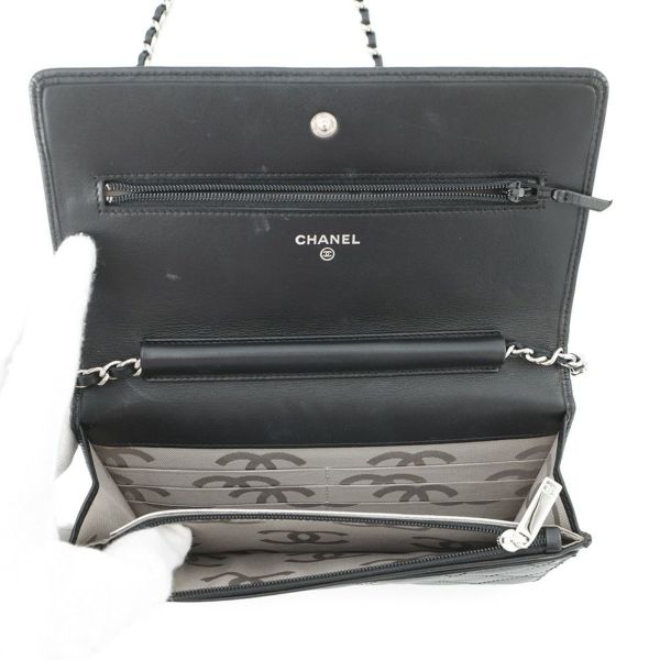 シャネル チェーンウォレット カンボンライン ココマーク A46646 CHANEL 財布 黒