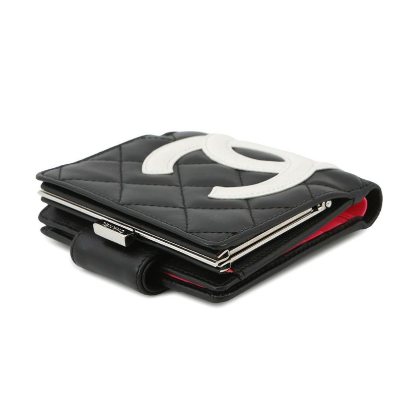 シャネル 二つ折り財布 カンボンライン レザー A26720 CHANEL 財布 黒