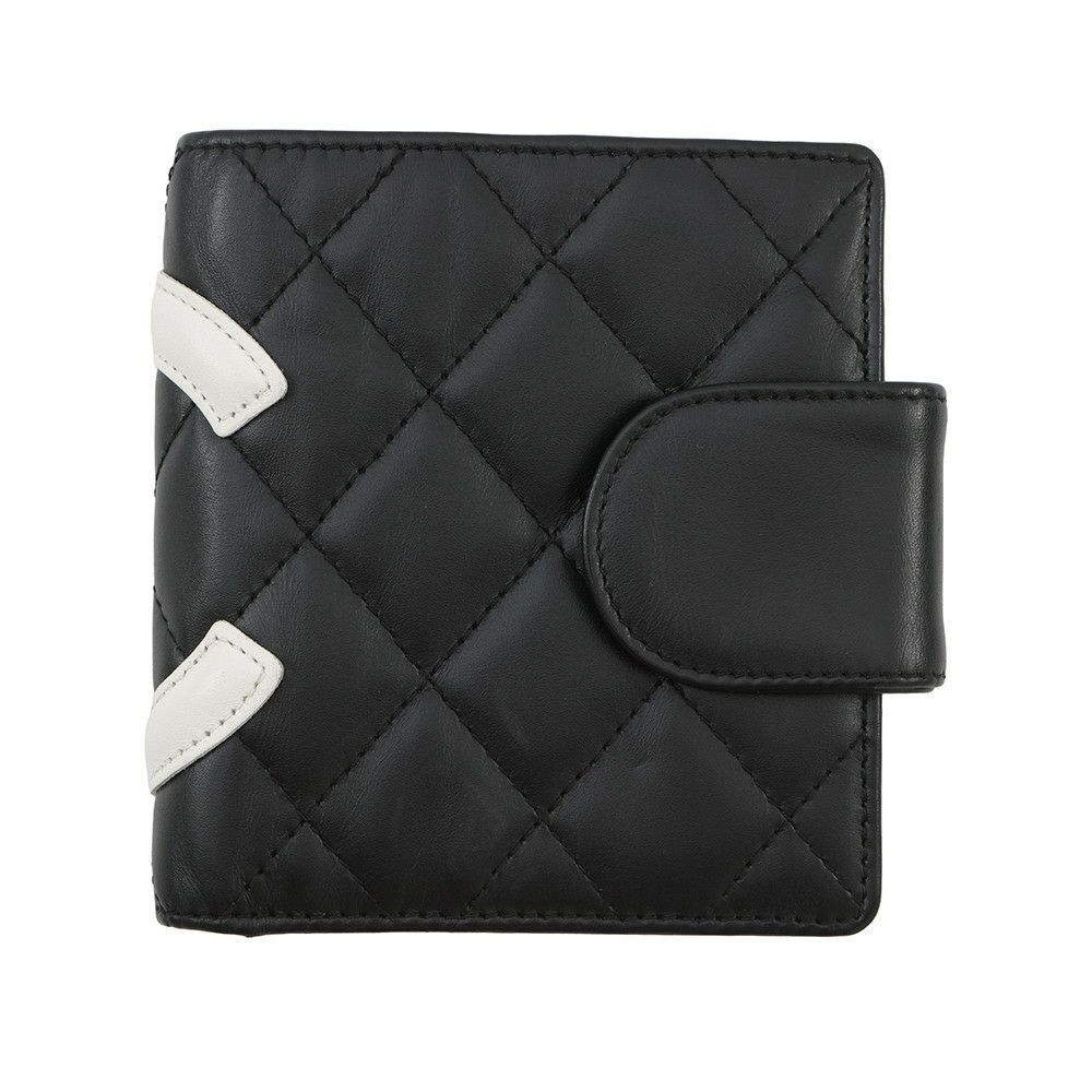 シャネル 二つ折り財布 カンボンライン レザー A26720 CHANEL 財布 黒