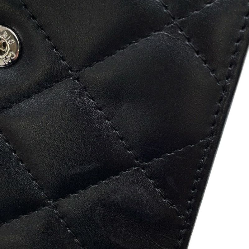 シャネル 二つ折り財布 カンボンライン レザー A26720 CHANEL 財布 黒