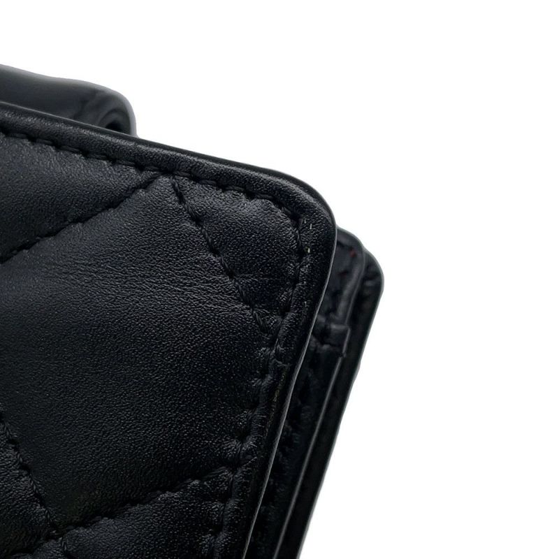 シャネル 二つ折り財布 カンボンライン レザー A26720 CHANEL 財布 黒