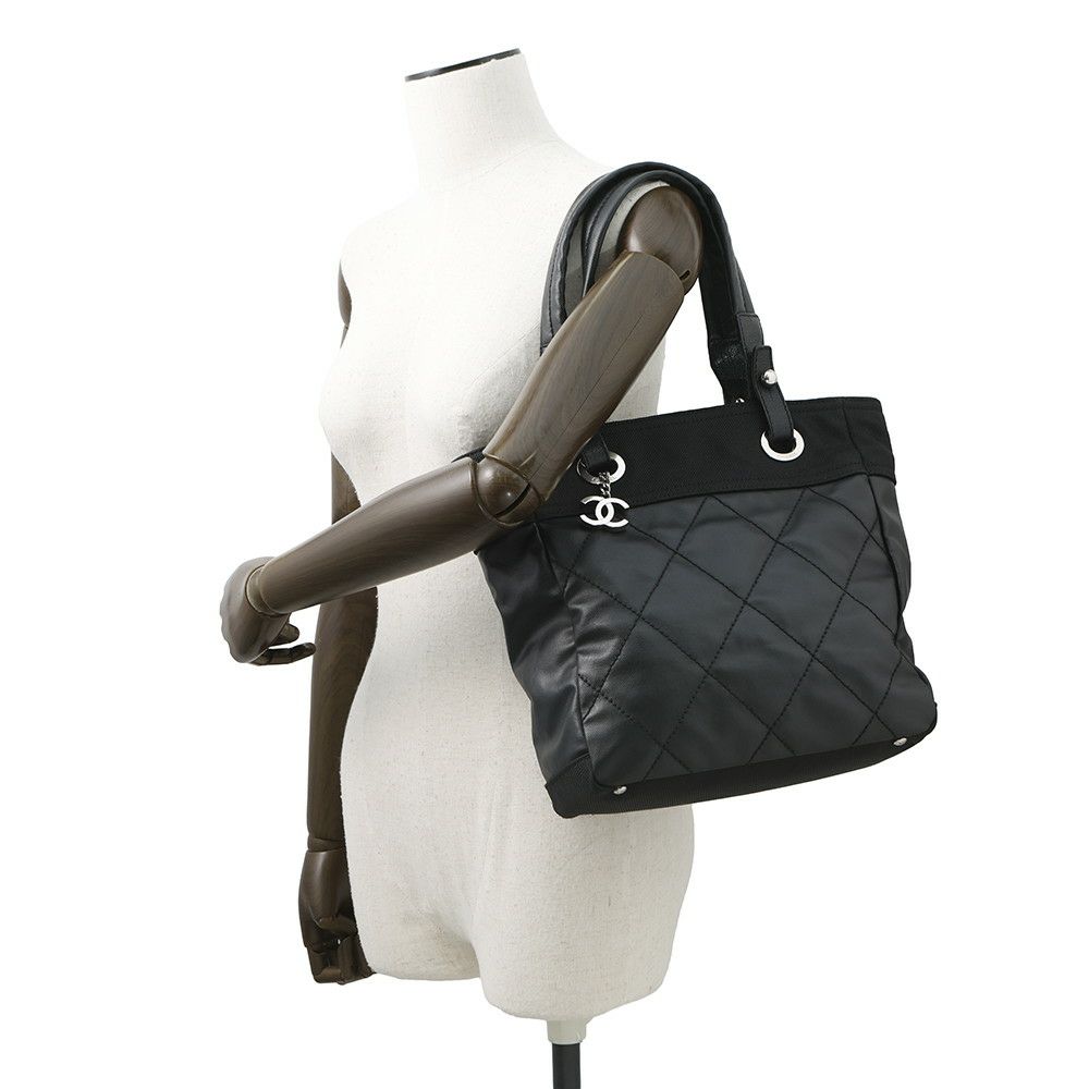 シャネル トートバッグ パリビアリッツトートPM マトラッセ ココマーク スモール A34208 CHANEL 黒