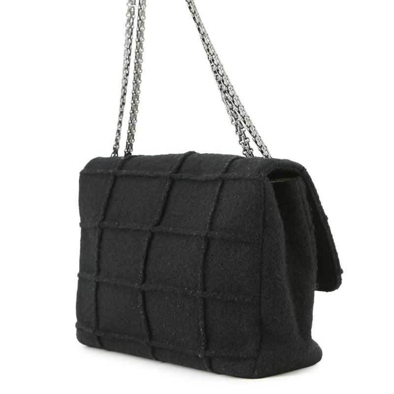 シャネル チェーンショルダーバッグ 2.55 チョコバー フェルト A37590 CHANEL 黒