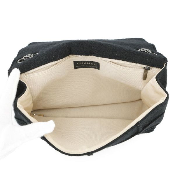 シャネル チェーンショルダーバッグ 2.55 チョコバー フェルト A37590 CHANEL 黒