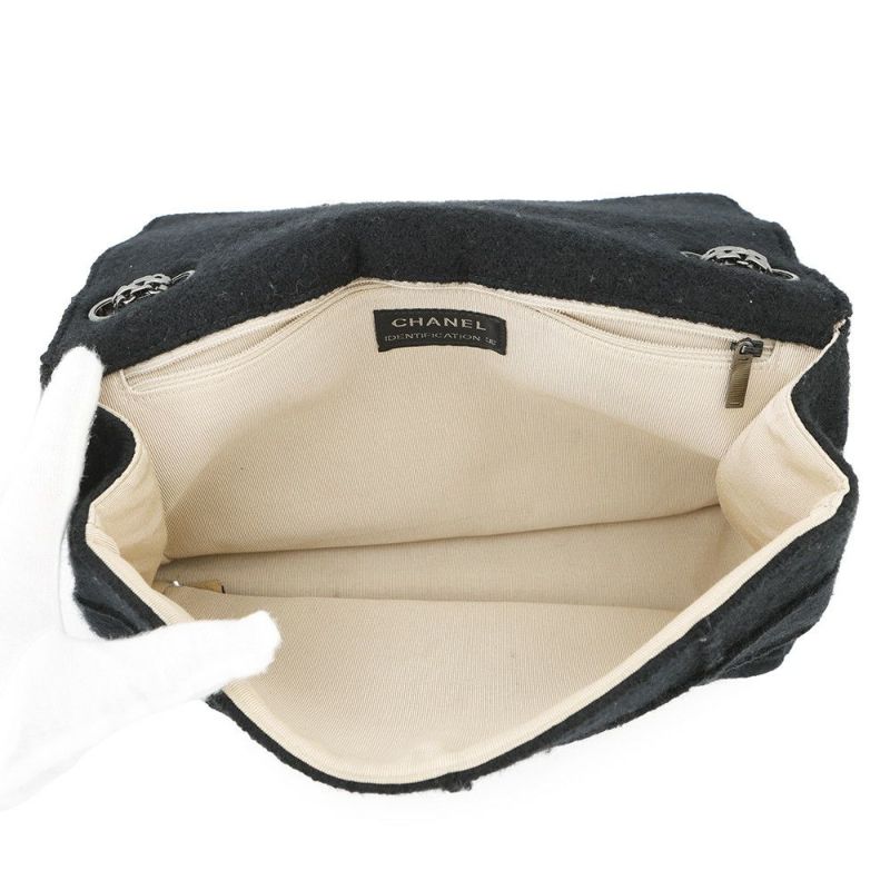 シャネル チェーンショルダーバッグ 2.55 チョコバー フェルト A37590 CHANEL 黒