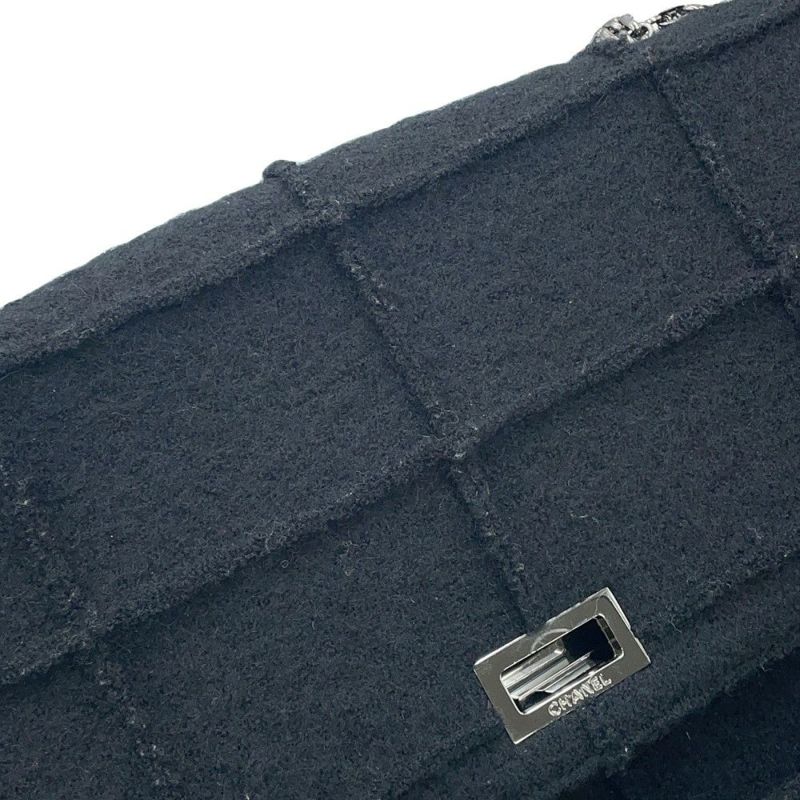 シャネル チェーンショルダーバッグ 2.55 チョコバー フェルト A37590 CHANEL 黒