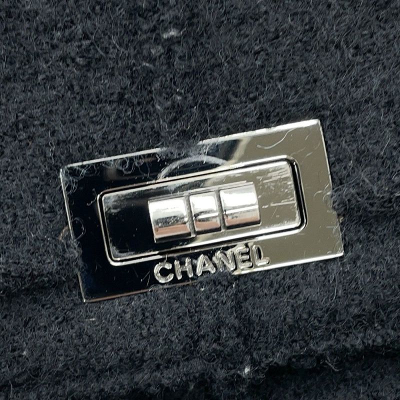 シャネル チェーンショルダーバッグ 2.55 チョコバー フェルト A37590 CHANEL 黒