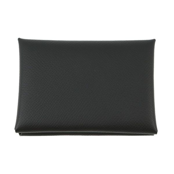 エルメス コインケース カルヴィ デュオ ブラック/シルバー金具 エプソン W刻印 黒