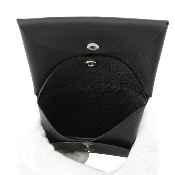 エルメス コインケース カルヴィ デュオ ブラック/シルバー金具 エプソン W刻印 黒